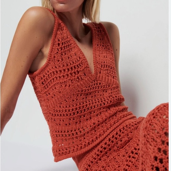 Nation LTD Tops - Nation LTD Adriana crochet tank in ginger Like New